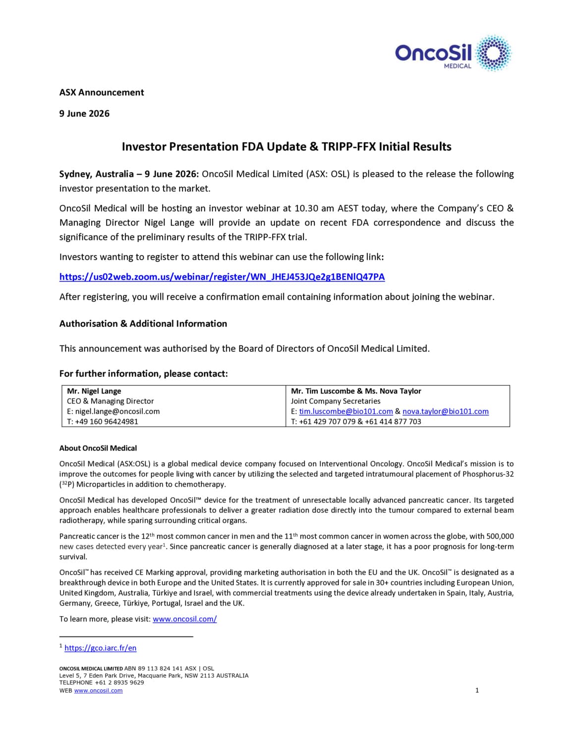 US FDA HDE and TRIPP-FFX Study Presentation